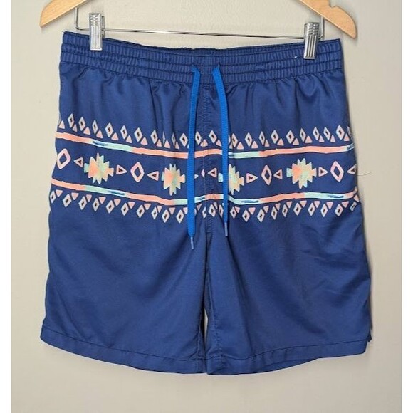 EUC Chubbies  Aztec 7" Inseam Men's Size L Blue Mesh Lined Swim Trunks Shorts - Picture 1 of 4